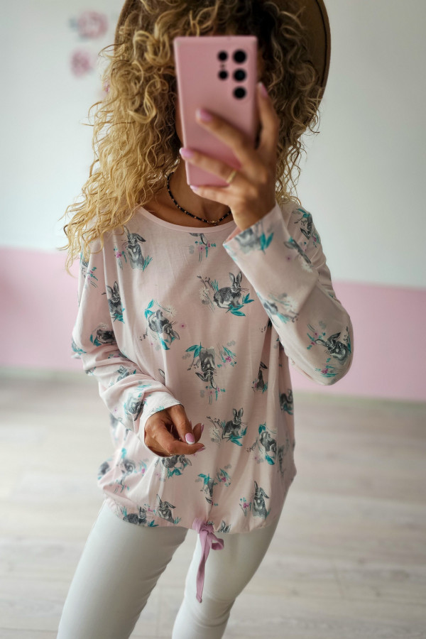 Bluzka pastelowa z nadrukiem króliczków 1