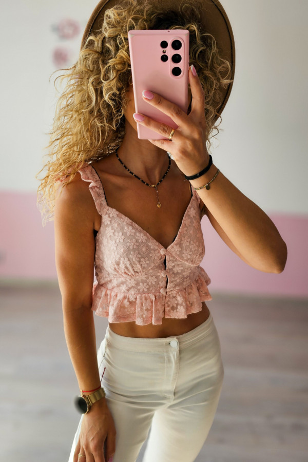 Romantyczny koronkowy crop top 2