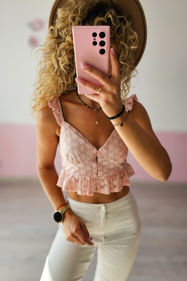 Romantyczny koronkowy crop top