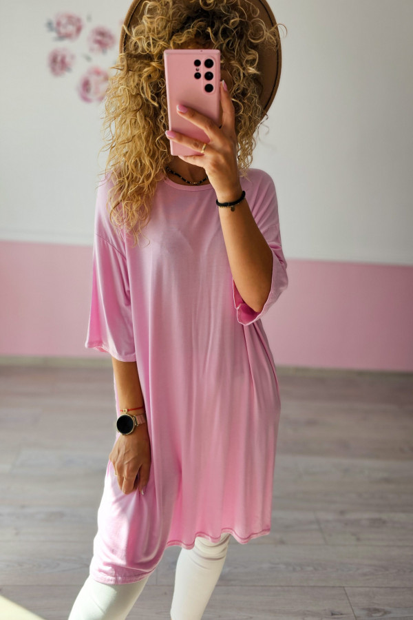 Oversize tunika w kolorze różowym PLUS SIZE