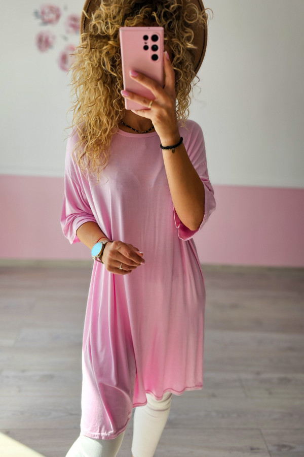 Oversize tunika w kolorze różowym PLUS SIZE 1