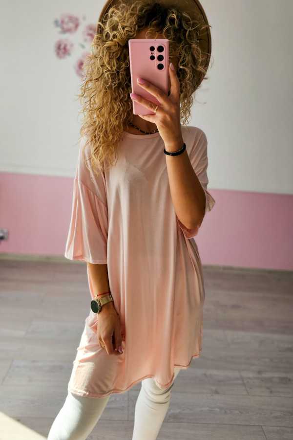 Oversize tunika w kolorze brzoskwiniowym PLUS SIZE