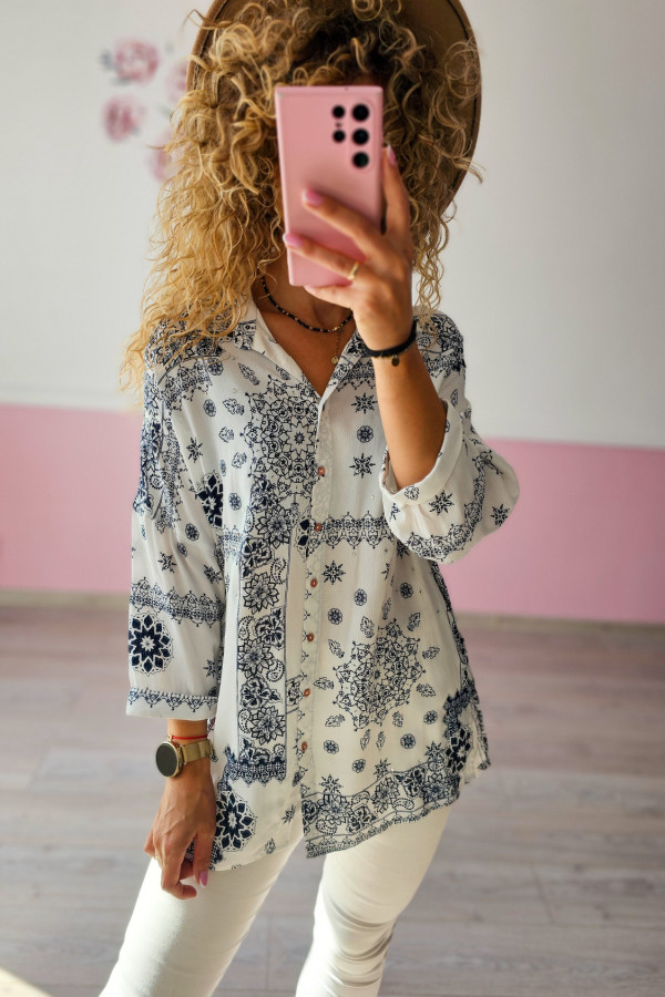 Koszula boho z niebieskim wzorem S/M 1
