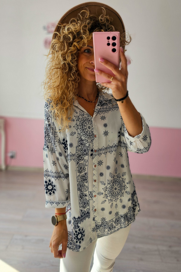 Koszula boho z niebieskim wzorem S/M