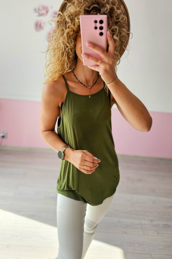 Khaki top na cienkich ramiączkach 1