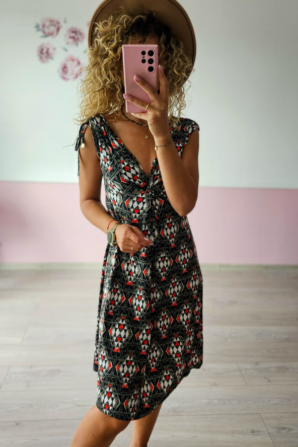 Sukienka damska boho z dekoltem V i wiązaniem 2