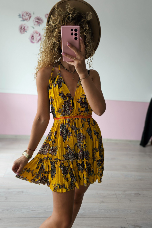 Sukienka boho w żółte kwiaty 1