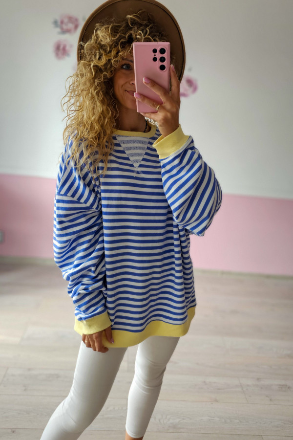Oversize bluza w paski z żółtymi akcentami 1