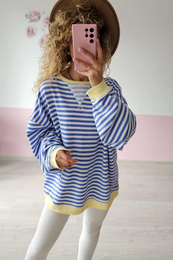Oversize bluza w paski z żółtymi akcentami