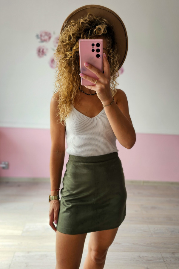 Oliwkowa spódniczka mini