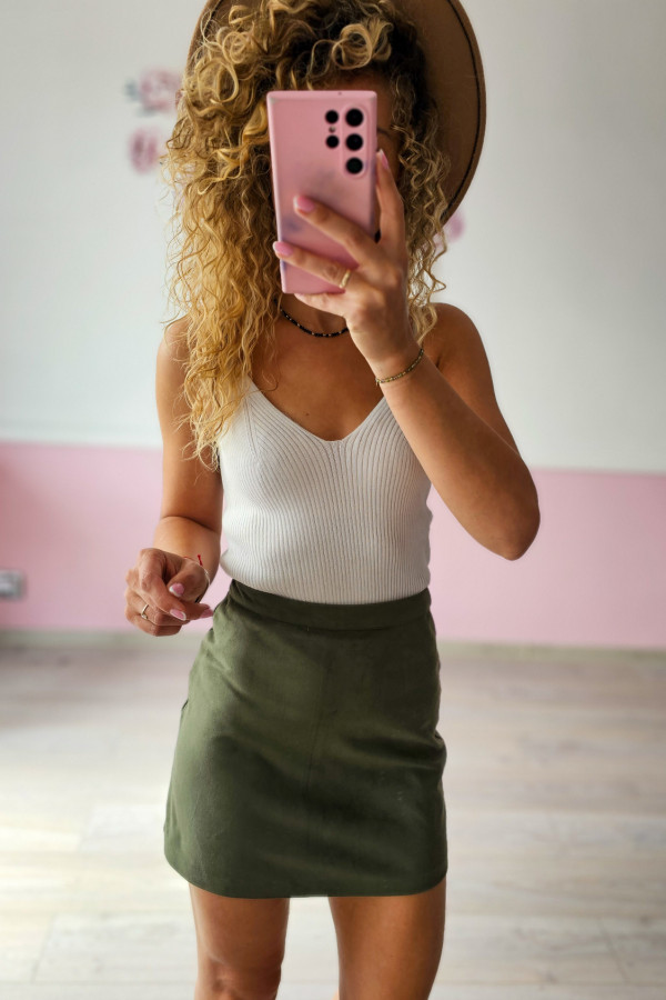 Oliwkowa spódniczka mini 1