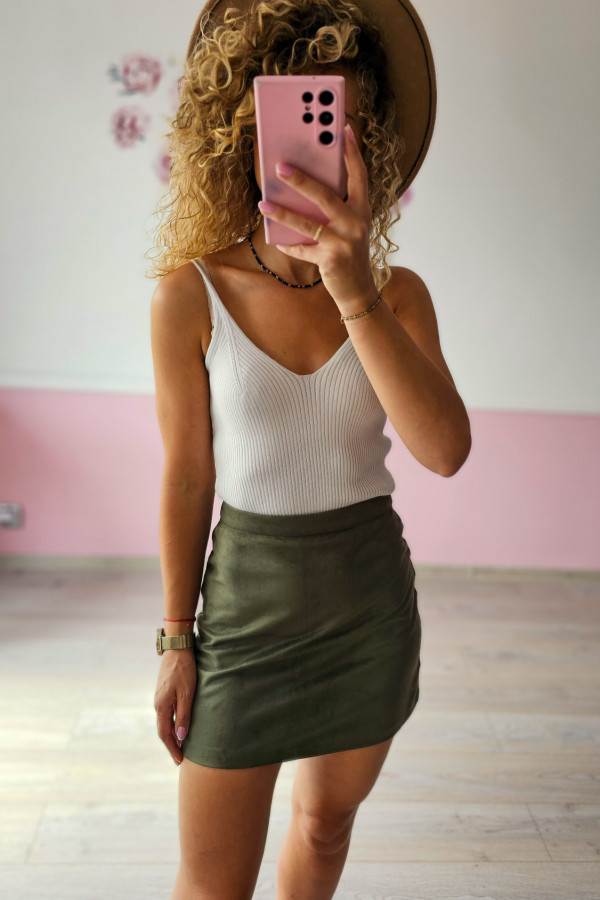 Oliwkowa spódniczka mini 2