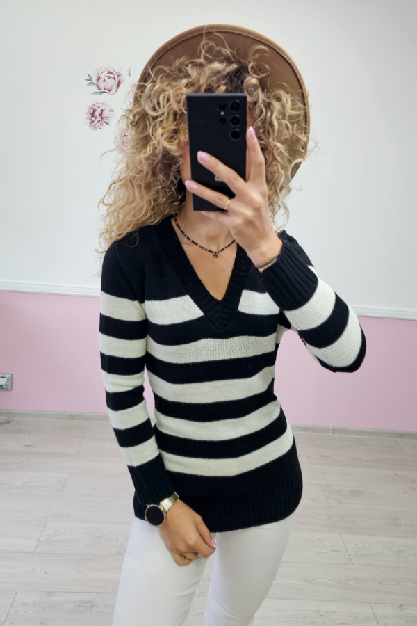 Damski sweter w paski - 13l, lub XS