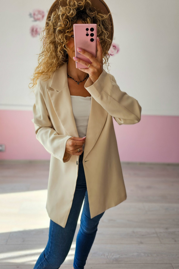 Beżowa marynarka oversize – elegancki minimalizm XS-L 1