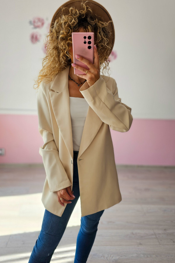 Beżowa marynarka oversize – elegancki minimalizm XS-L 2