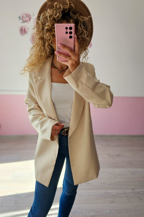 Beżowa marynarka oversize – elegancki minimalizm XS-L