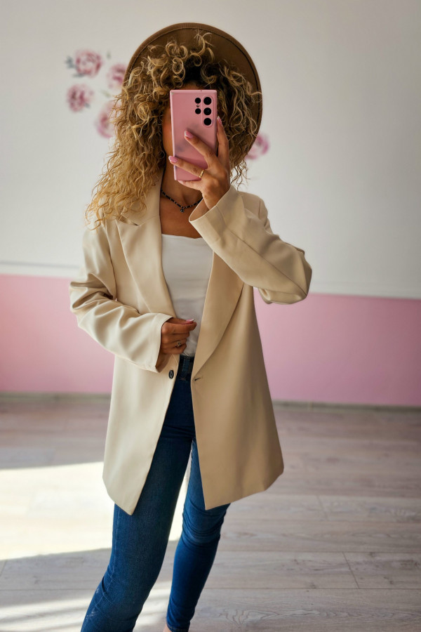 Beżowa marynarka oversize – elegancki minimalizm XS-L 3