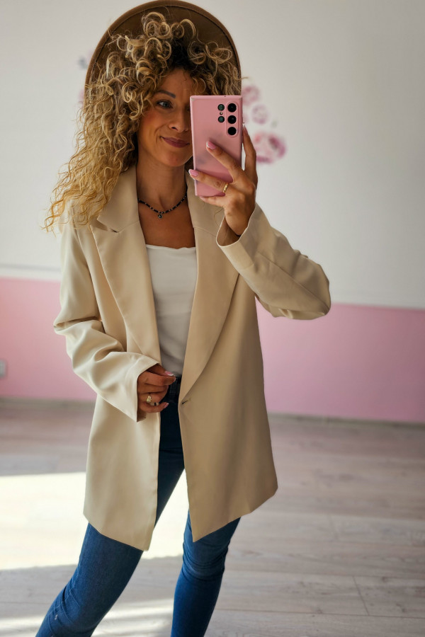 Beżowa marynarka oversize – elegancki minimalizm XS-L 6