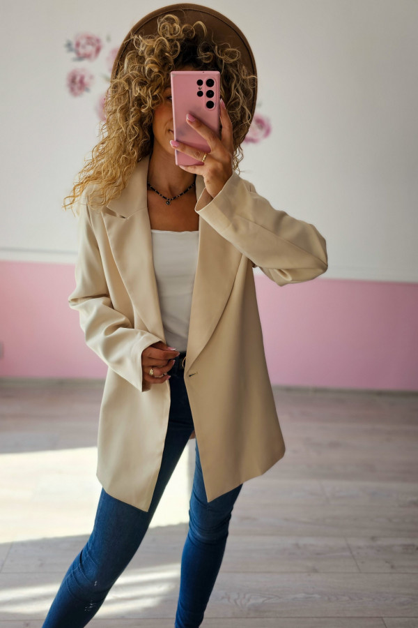 Beżowa marynarka oversize – elegancki minimalizm XS-L 7