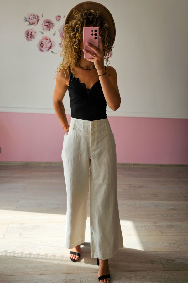 Spodnie lniane w stylu boho 1