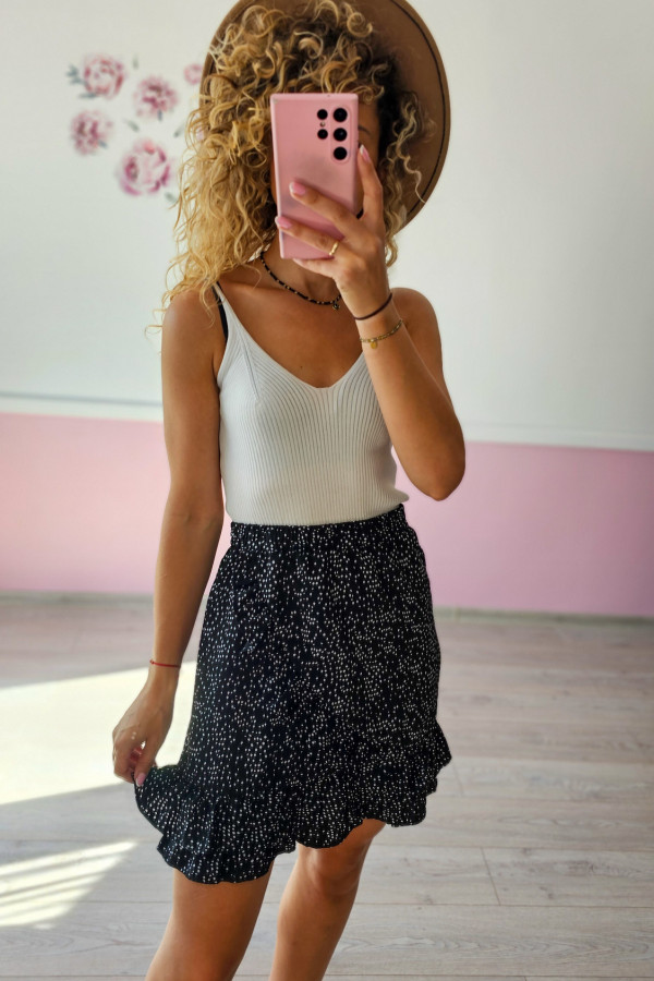 Spódnica mini z falbanką i drobnym printem