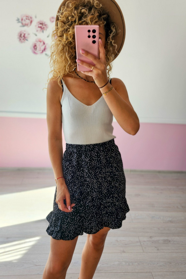 Spódnica mini z falbanką i drobnym printem 1