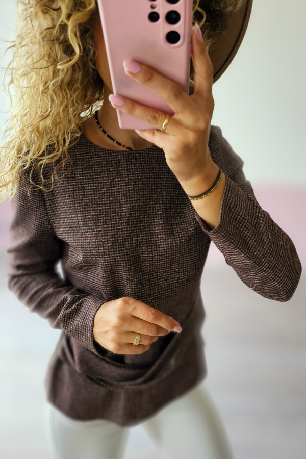 Sweter/bluzka brązowy z kopertowym dołem 2