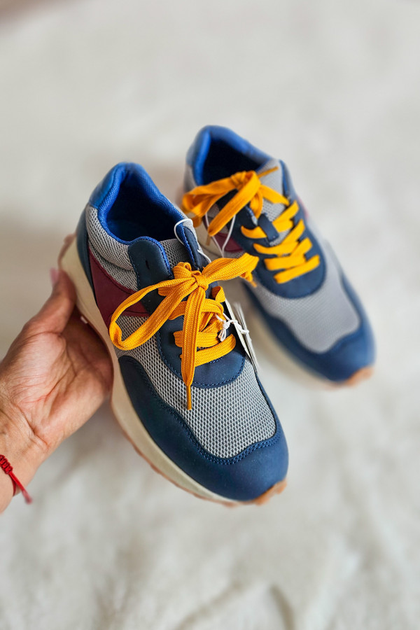 Kolorowe sneakersy z siateczką i żółtymi sznurówkami 8