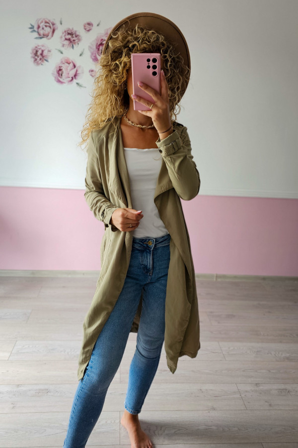 Płaszcz damski oliwkowy – lekki i stylowy 1