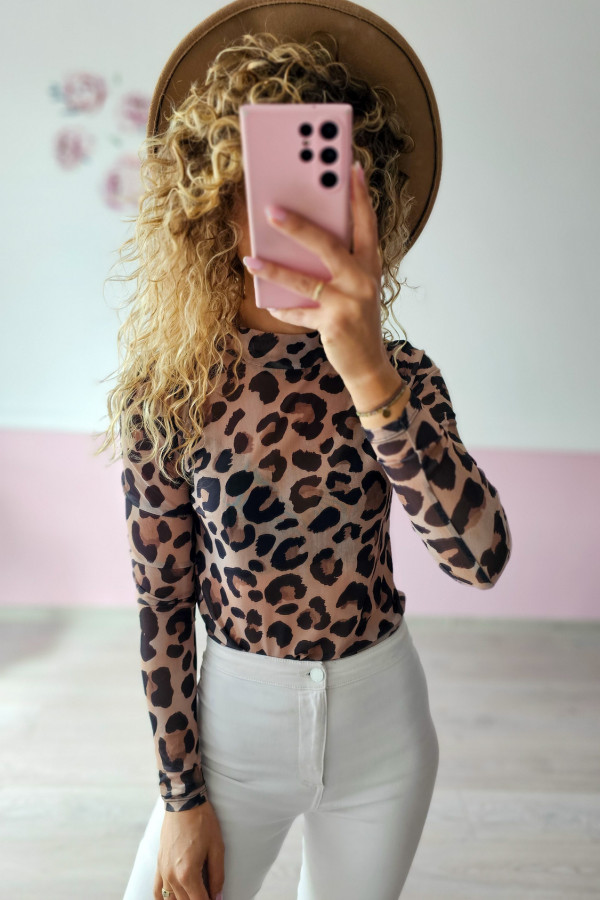Prześwitująca bluzka w leopardzi wzór