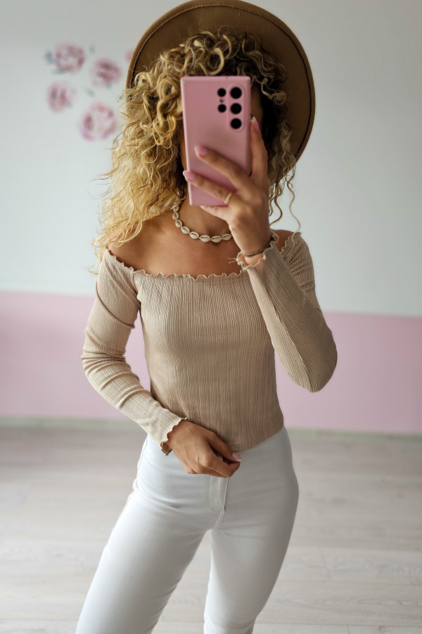 Beżowy top z odkrytymi ramionami L/XL 1