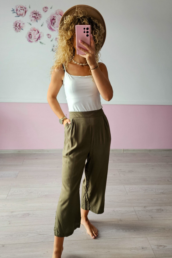 Spodnie w odcieniu khaki - 100% wiskoza