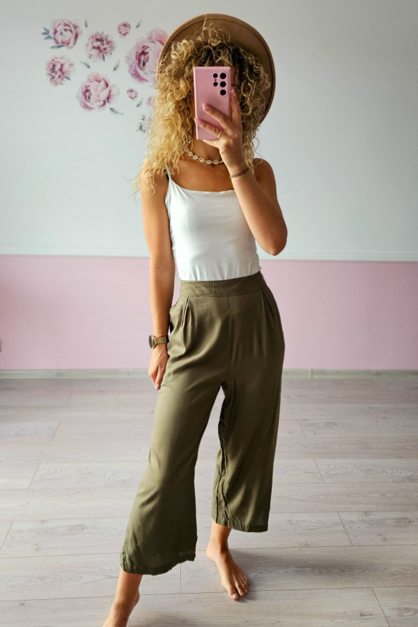 Spodnie w odcieniu khaki - 100% wiskoza 2