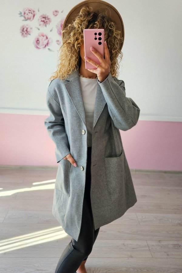 Szary płaszcz oversize 4