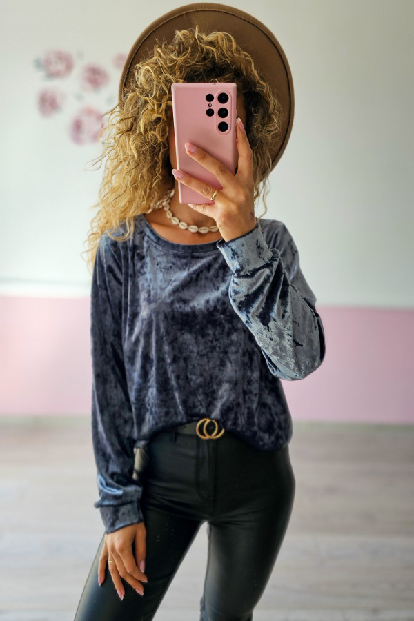 Bluza z weluru w kolorze granatowym 1
