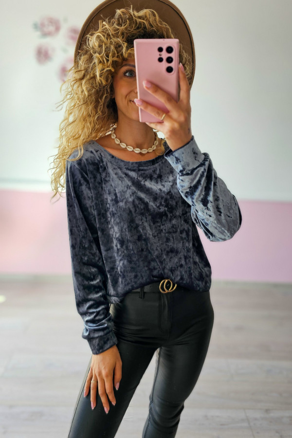 Bluza z weluru w kolorze granatowym