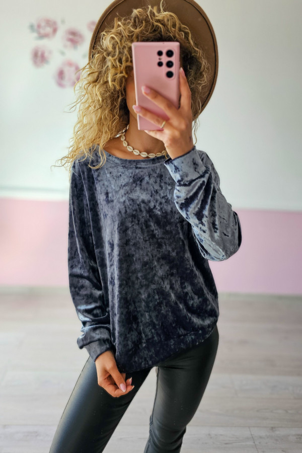 Bluza z weluru w kolorze granatowym 2
