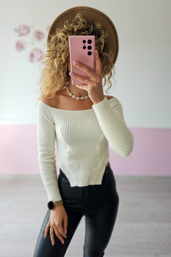 Sweterek biały top off shoulder 1