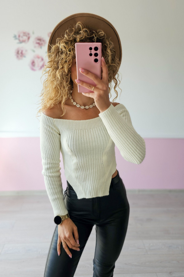 Sweterek biały top off shoulder