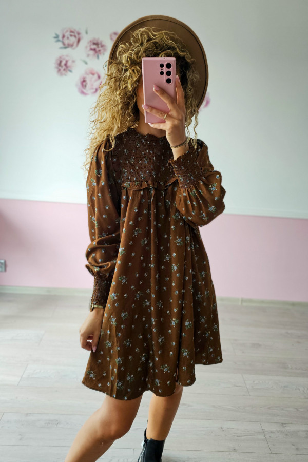 Sukienka w stylu boho z haftem (kolor: brązowy) 1