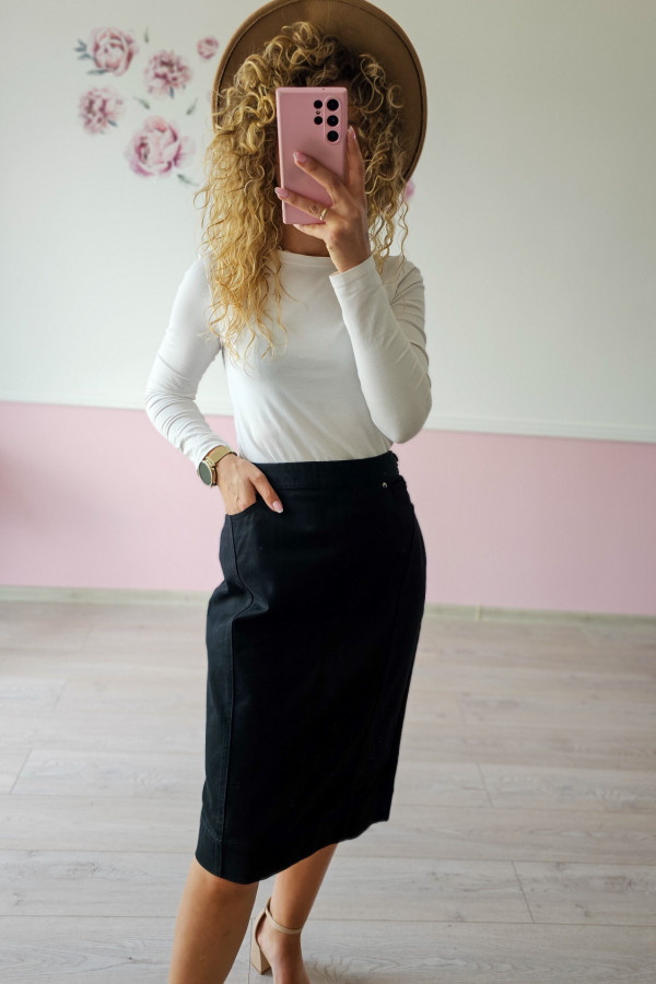 Elegancka czarna spódnica midi jeansowa 1