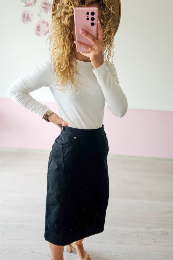 Elegancka czarna spódnica midi jeansowa 2