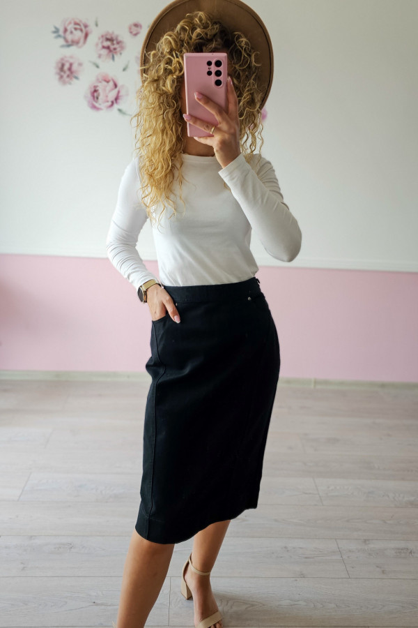 Elegancka czarna spódnica midi jeansowa
