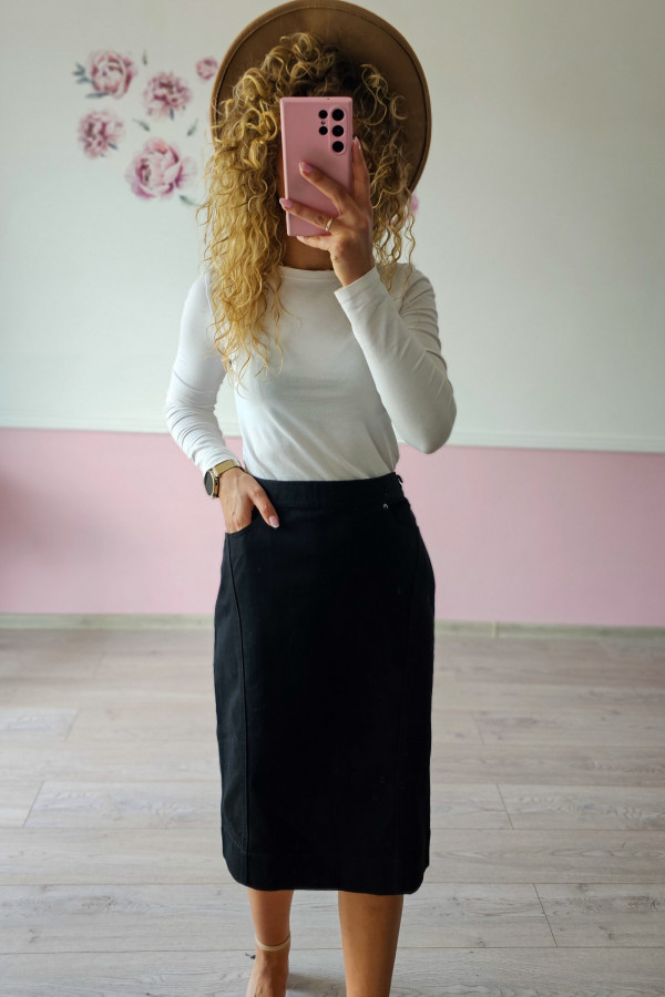 Elegancka czarna spódnica midi jeansowa 3