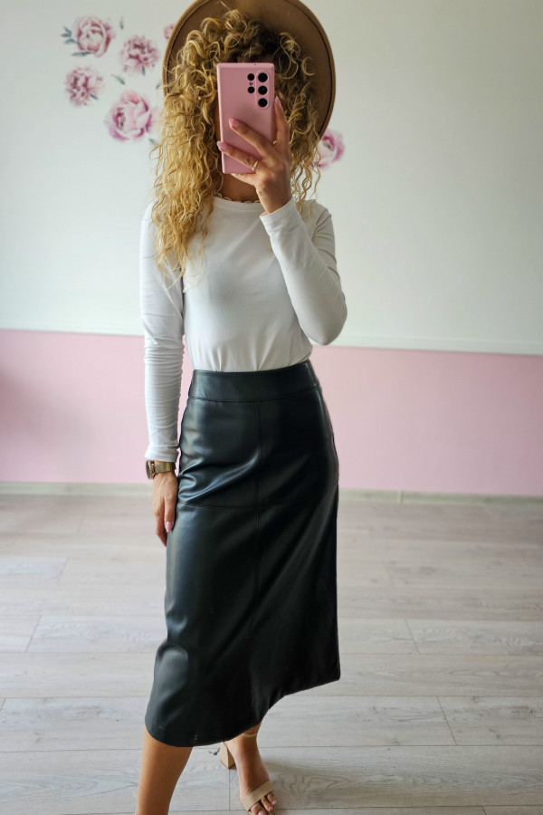 Spódnica skórzana midi w kolorze czarnym 1