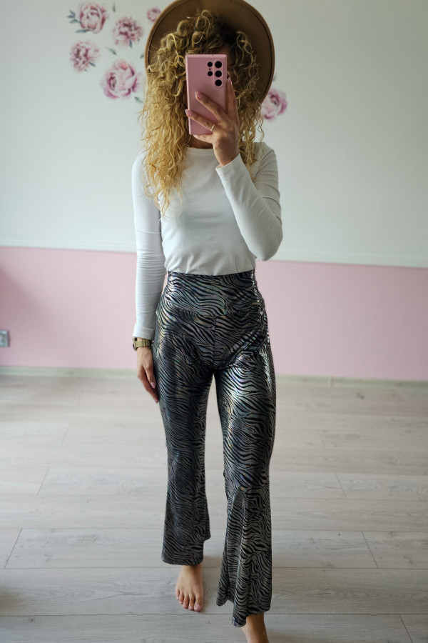 Spodnie w zebrę – metaliczne wykończenie M/L 1
