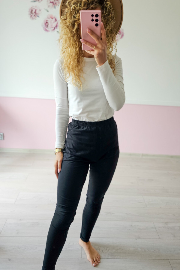 Czarne jegginsy, legginsy z gumką w pasie 1