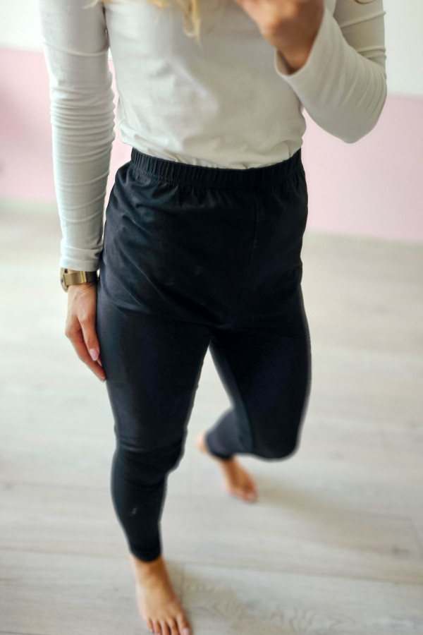 Czarne jegginsy, legginsy z gumką w pasie 2