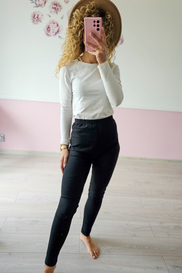 Czarne jegginsy, legginsy z gumką w pasie