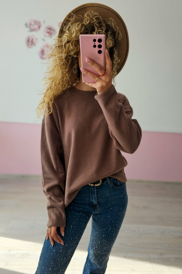 Brązowa bluza damska basic – wygoda i styl na co dzień L/XL 1